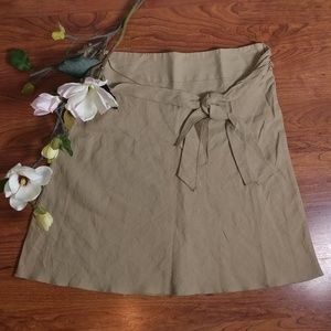Benetton khaki linen skirt 12 14 new